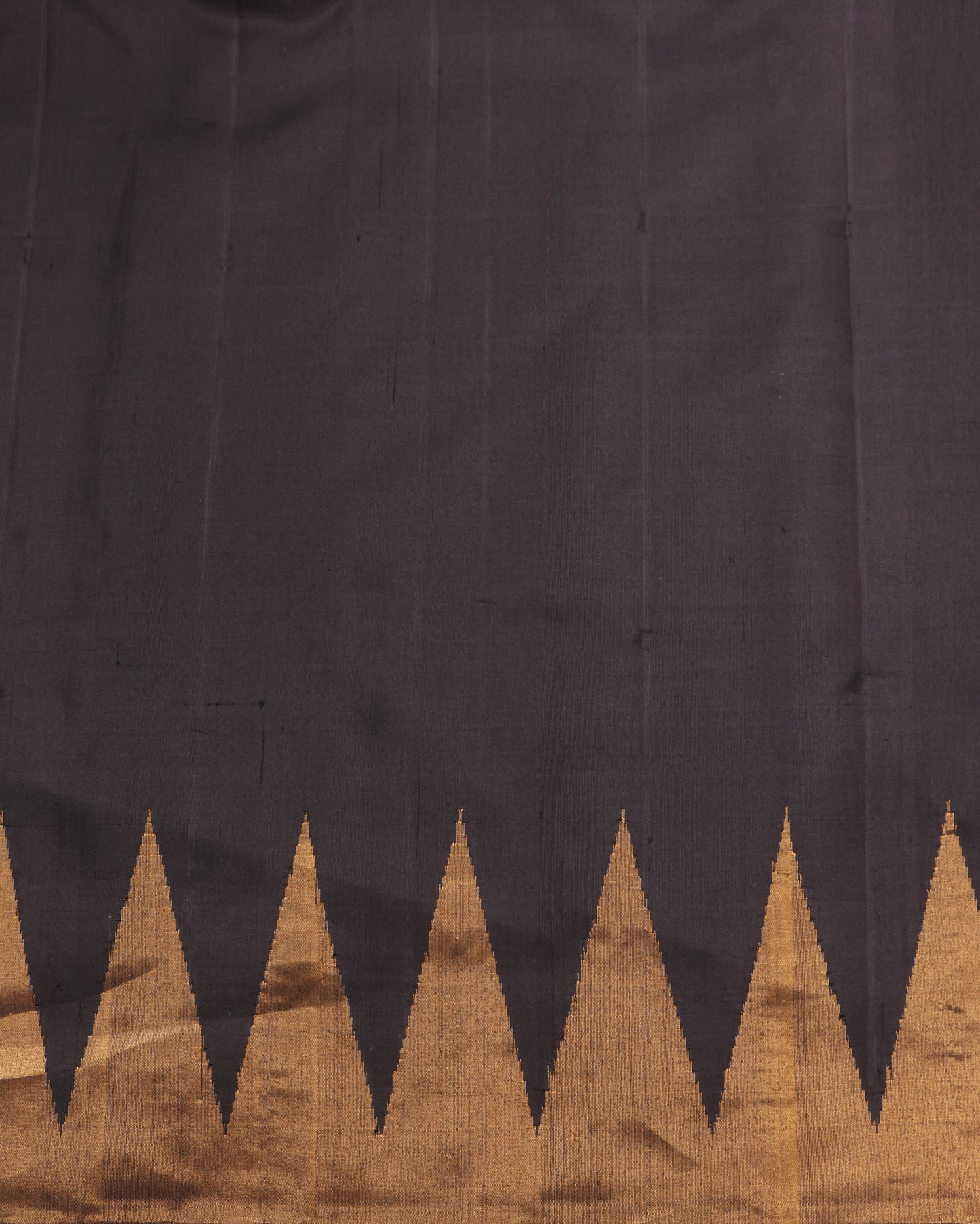 . Pure Black Silk Saree with Traditional Temple Weave in Gold