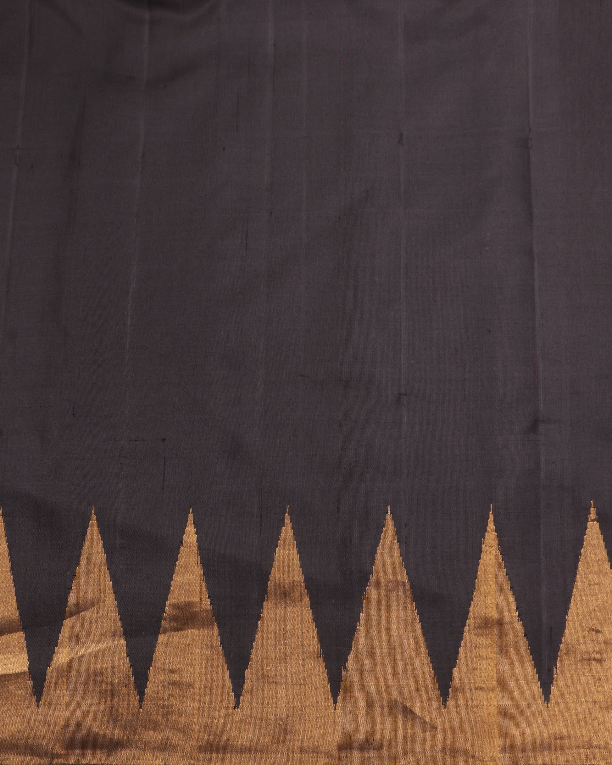 . Pure Black Silk Saree with Traditional Temple Weave in Gold