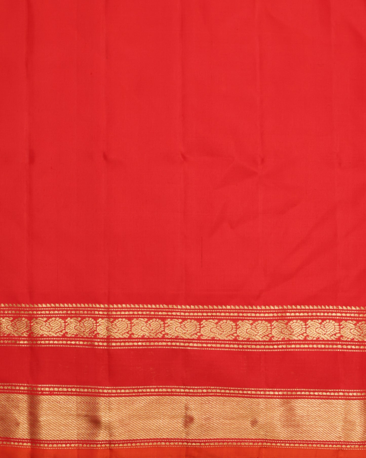 Red blouse with zari border included with purple Gadwal silk saree