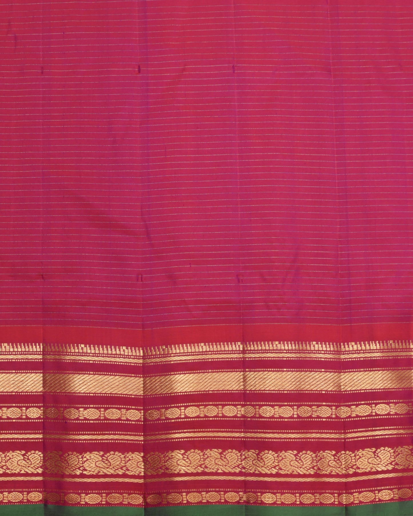 Classic pink blouse to match purple Gadwal silk saree with green selvedge