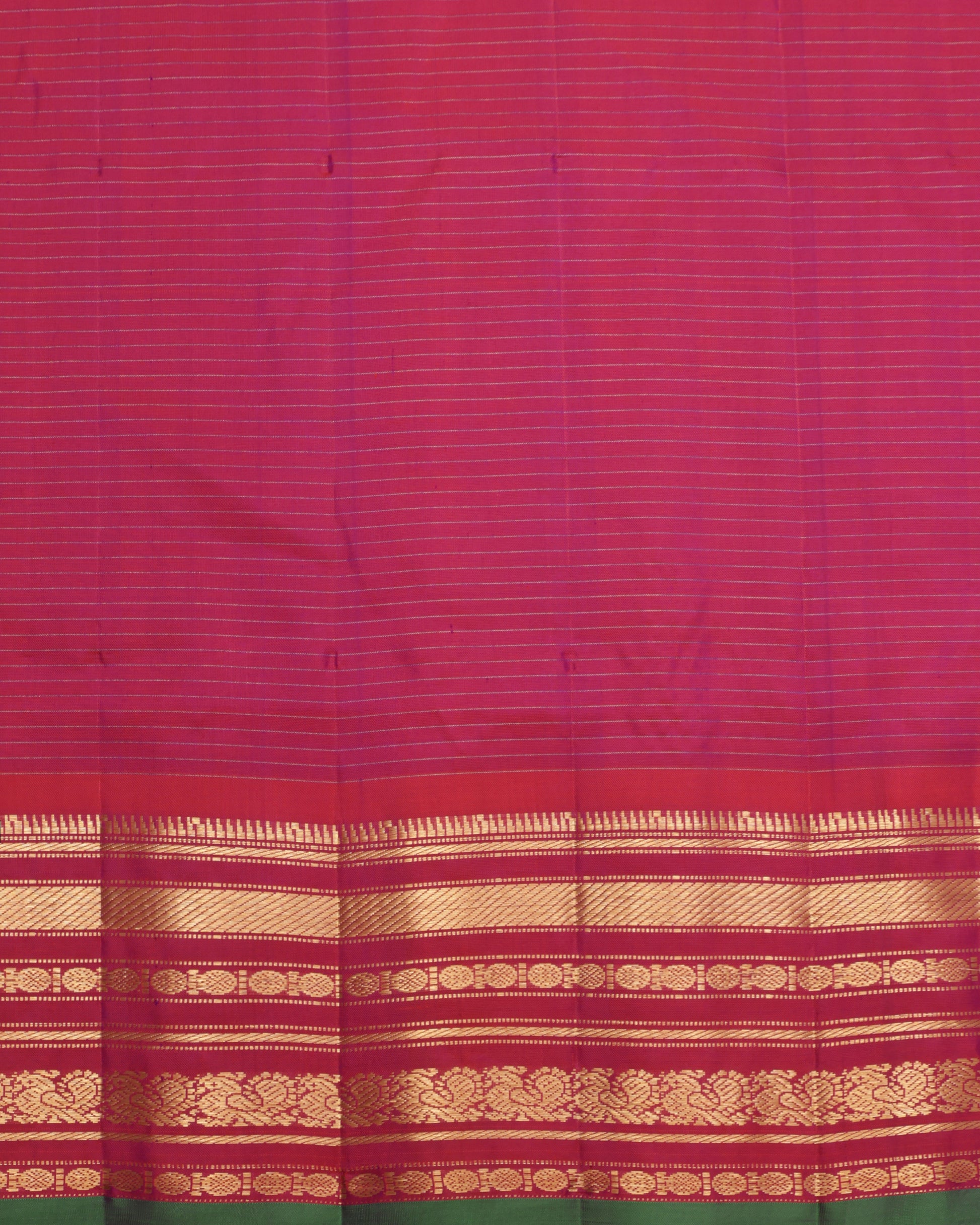 Classic pink blouse to match purple Gadwal silk saree with green selvedge