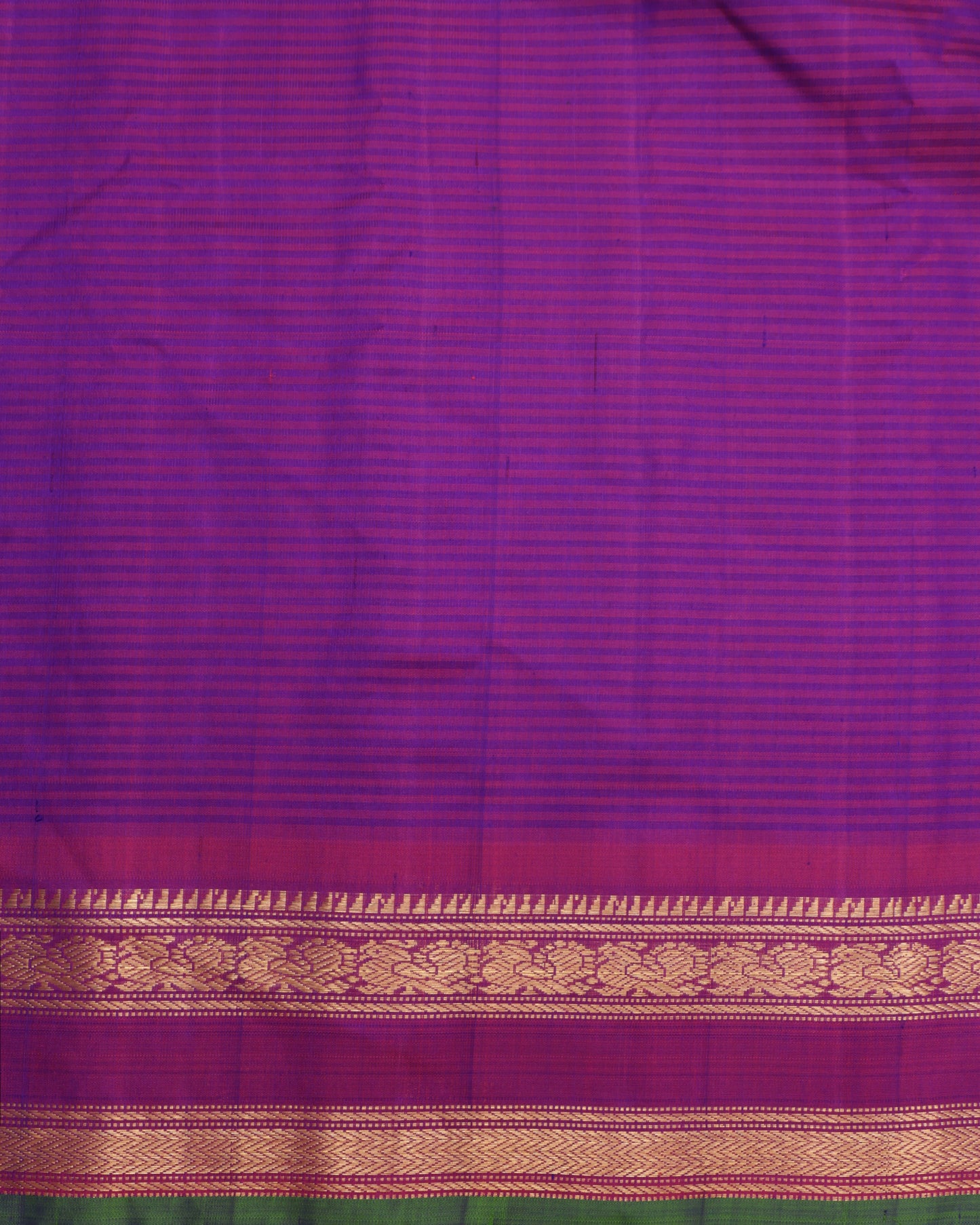 Contrast blouse in purple for peach Gadwal silk saree