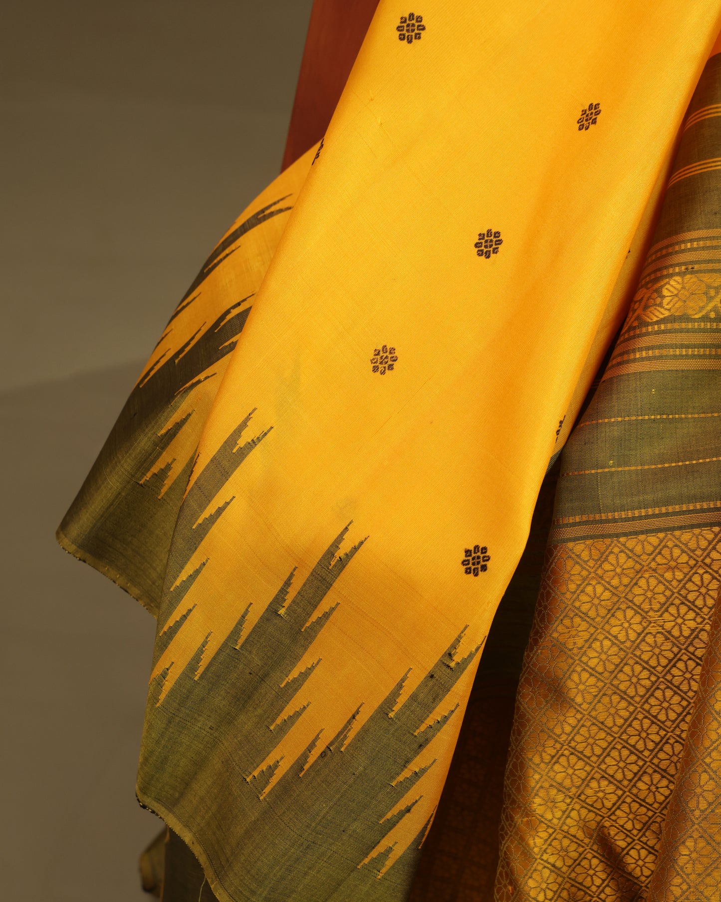 Festive Gadwal silk saree with zari butas and temple border