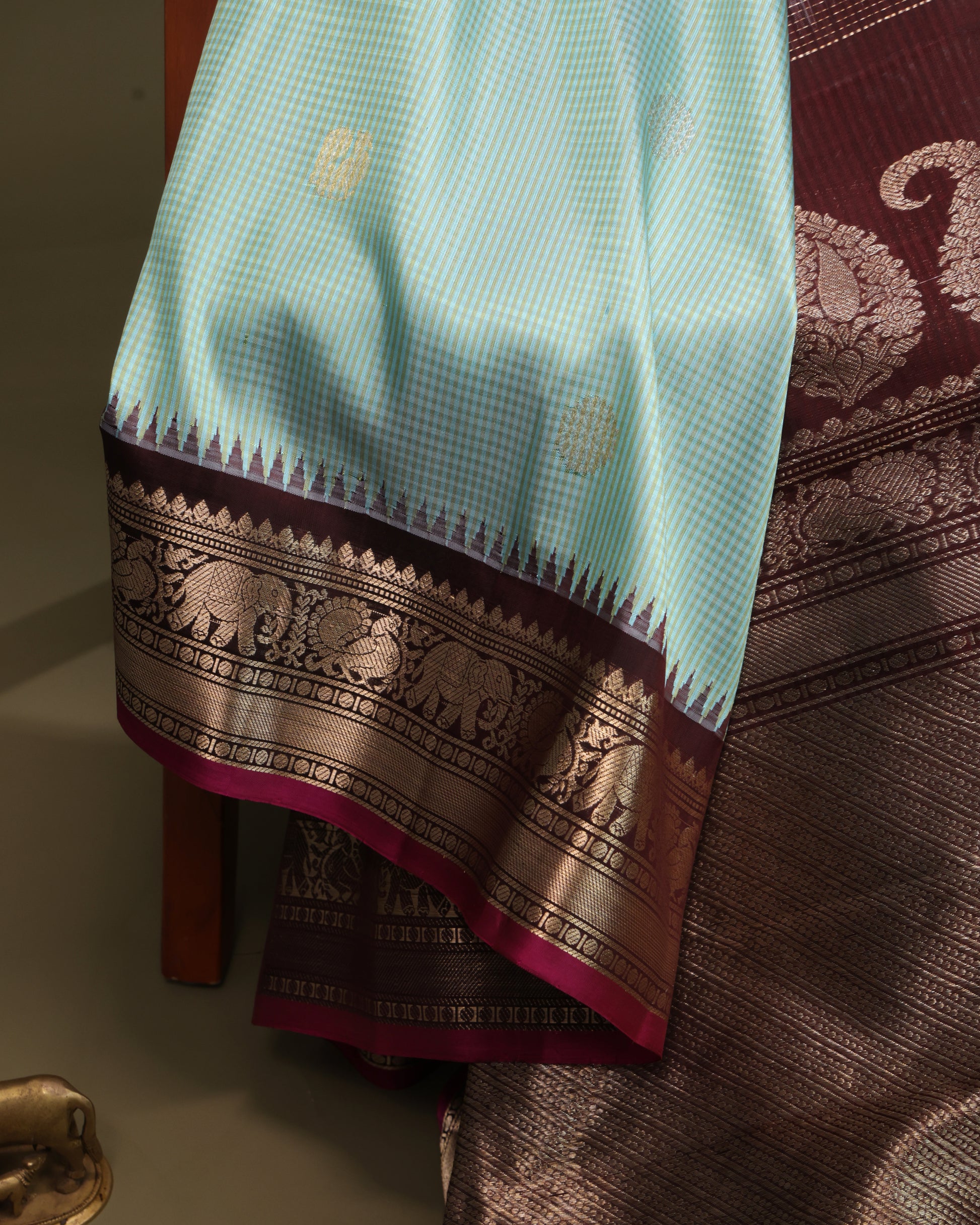 Festive Gadwal silk saree with rich zari pallu and motifs