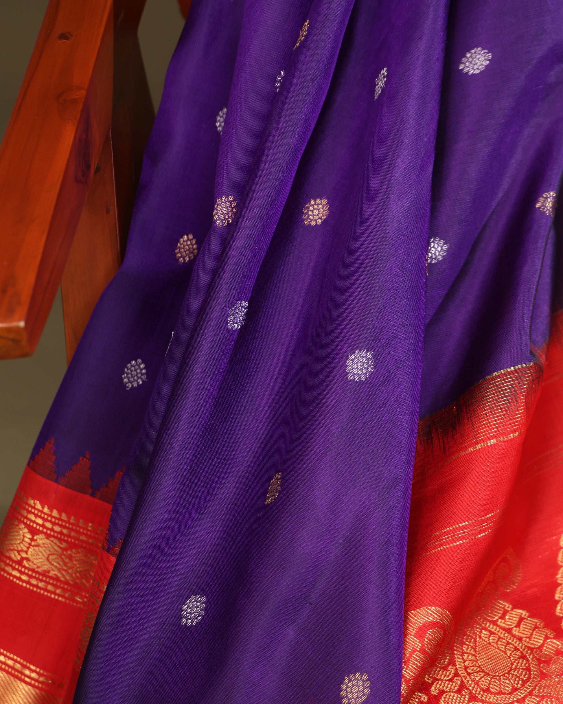 Festive Gadwal saree in purple with zari weaving