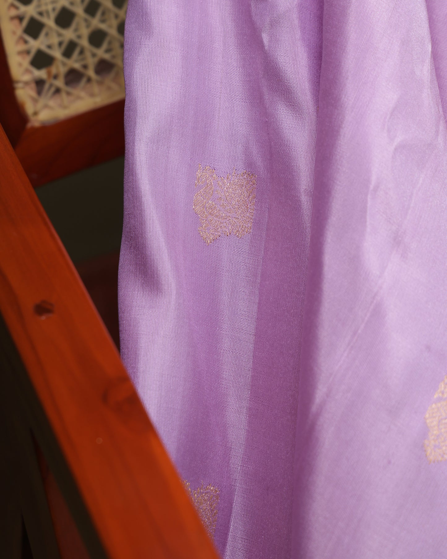 Wedding wear lavender Gadwal silk saree with zari detailing