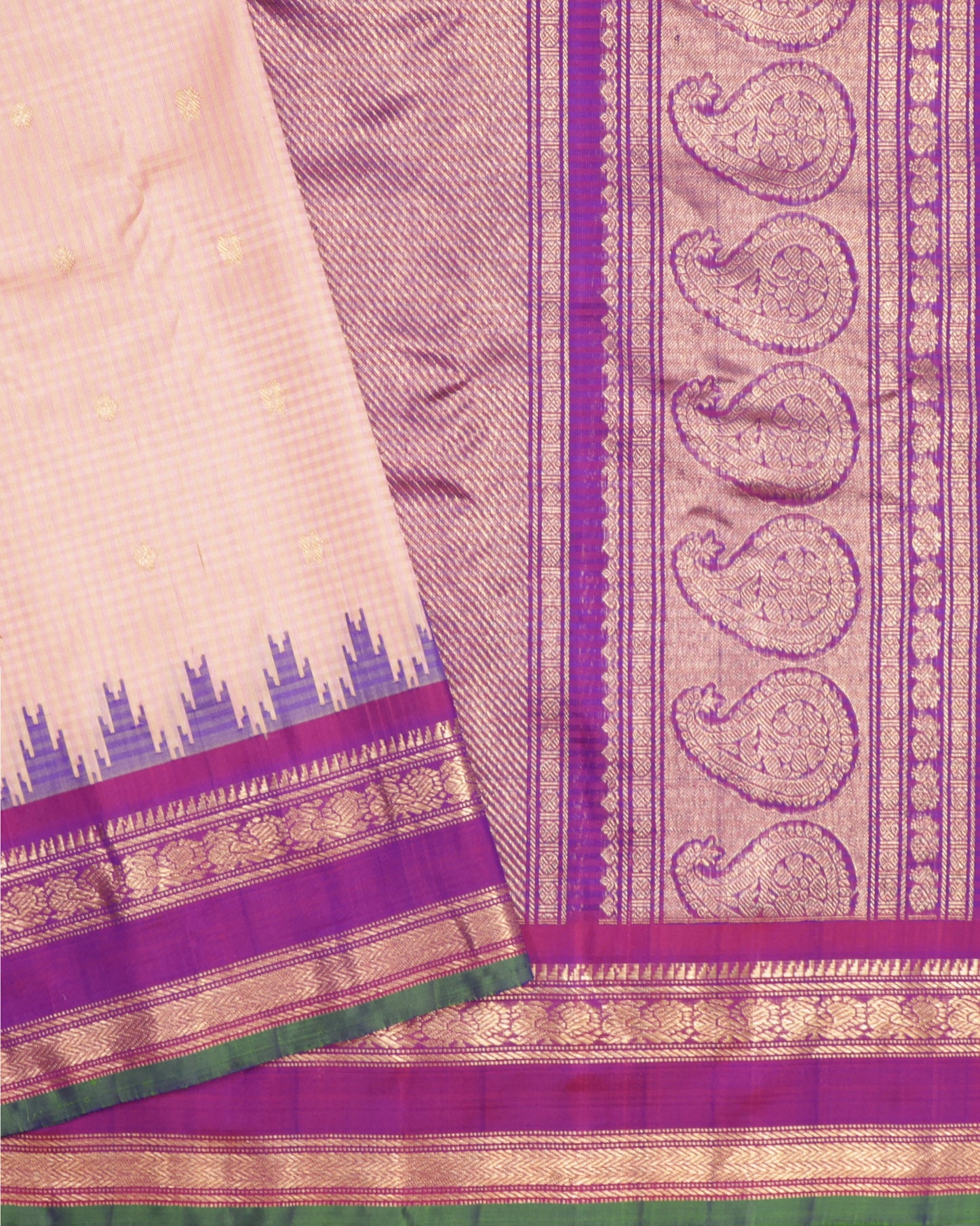 Traditional Gadwal silk saree with paisley pallu