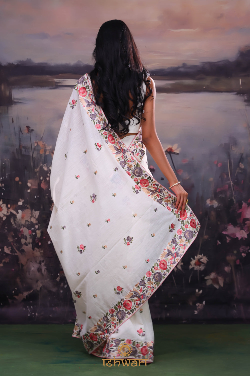 White Cream Handloom Khadi Cotton Saree