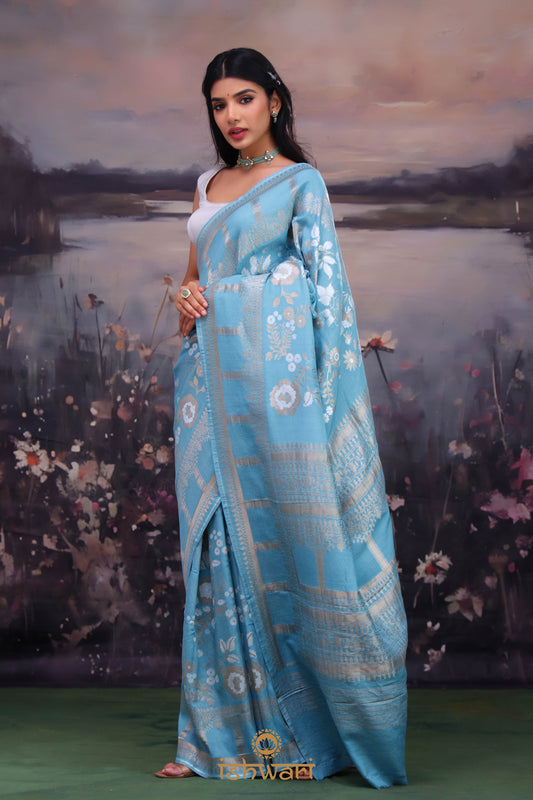 Bright Blue Handloom Saree