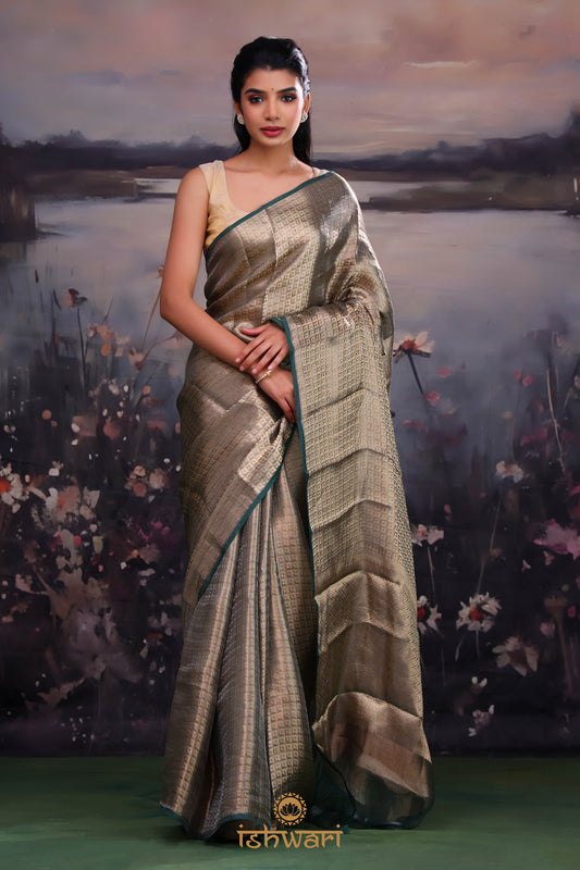 Green Gold Zari Banarasi Tissue Saree