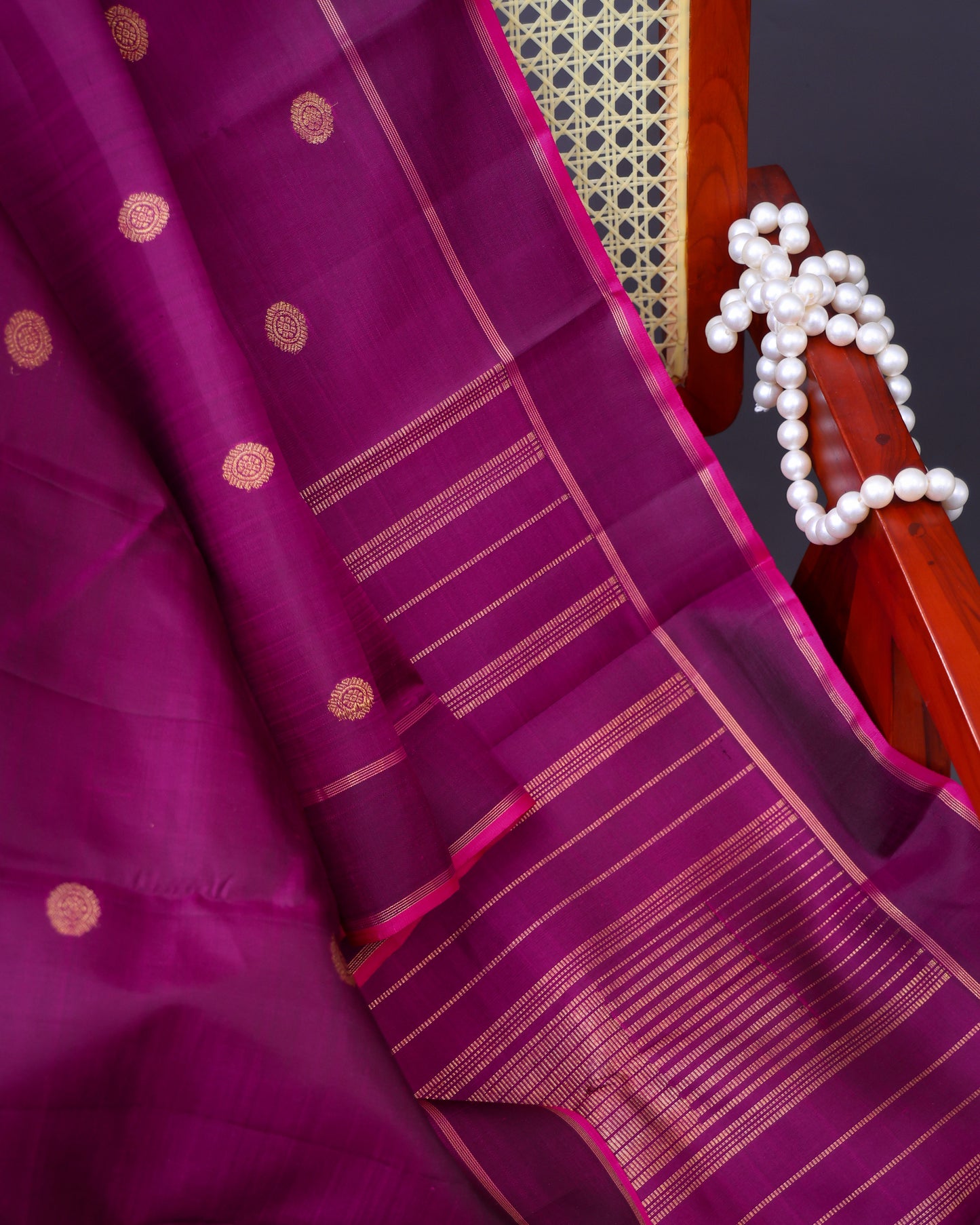 Fandango Purple Kanchi Saree with Spaced Border