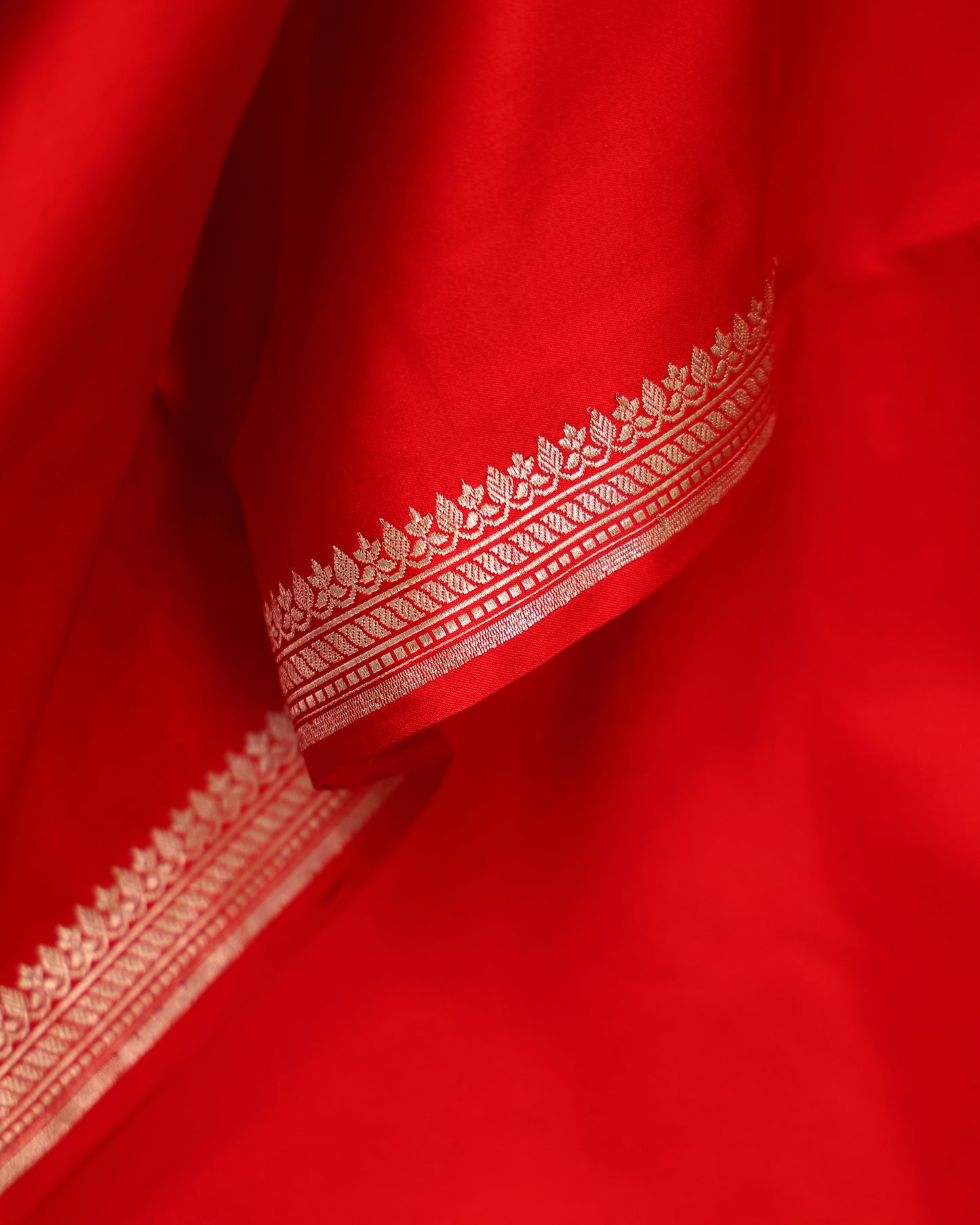 Perisan Red Banarasi Katan Satin Saree