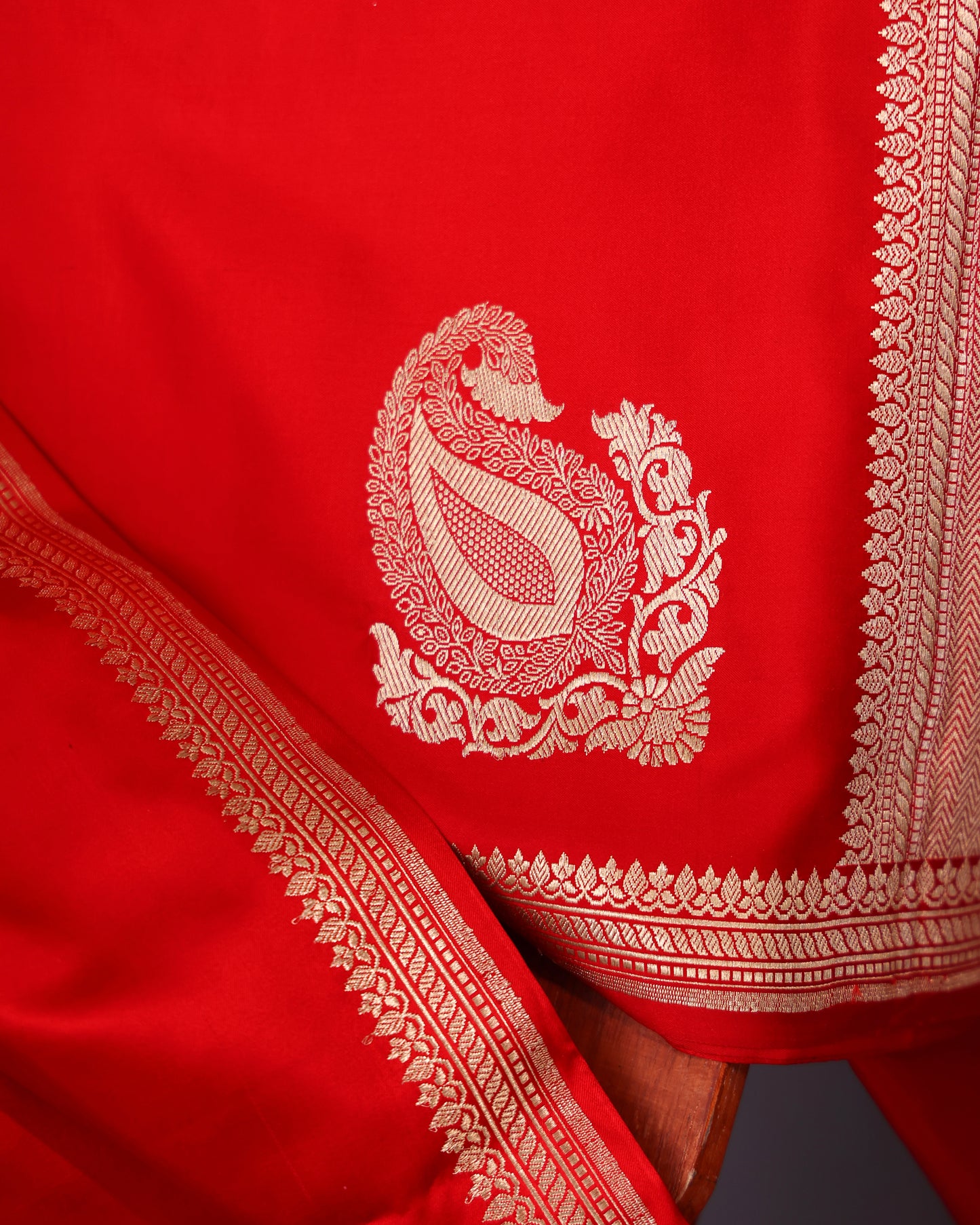 Perisan Red Banarasi Katan Satin Saree