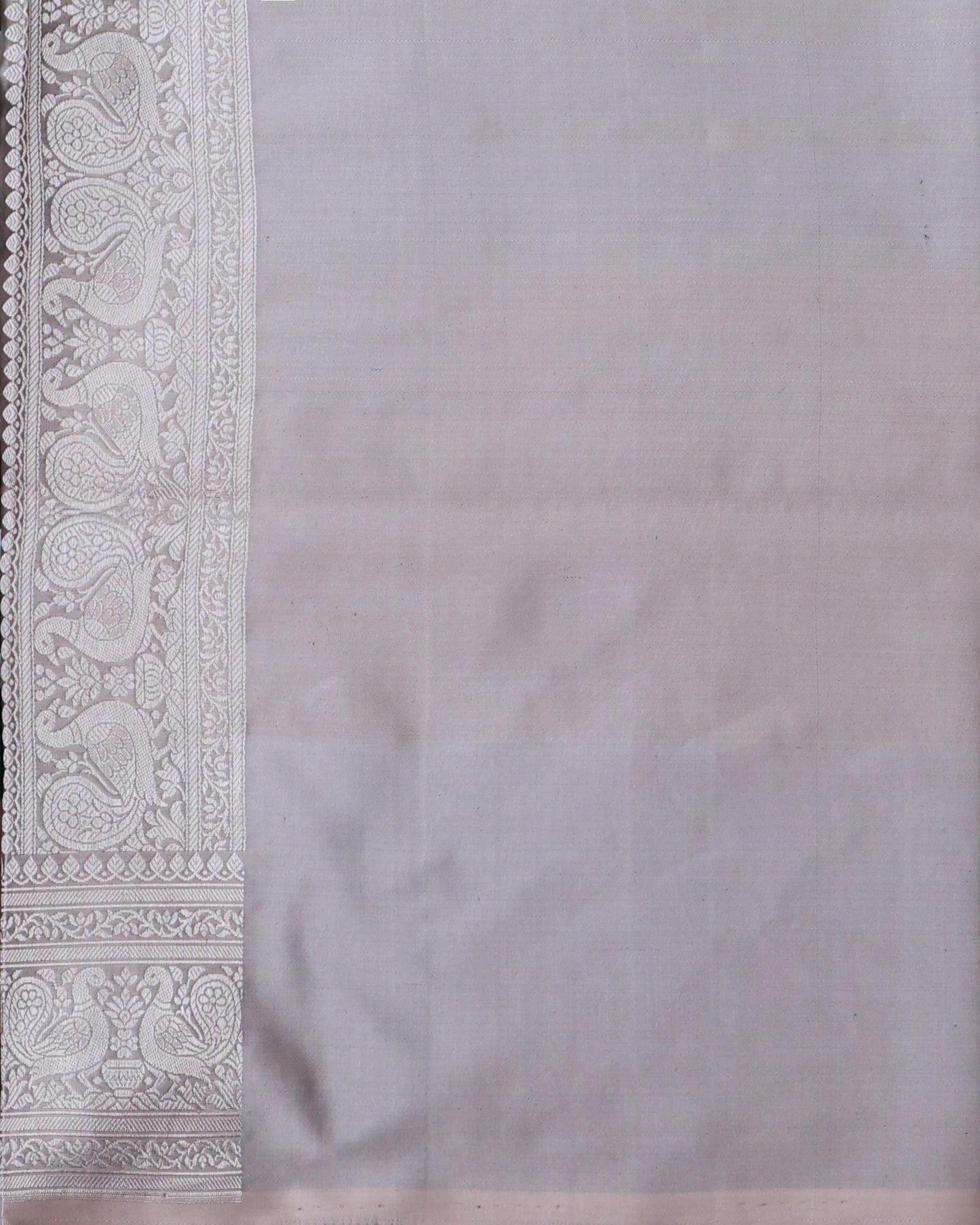 Black & White Striped Banarasi Katan Satin Saree with Handloom Zari