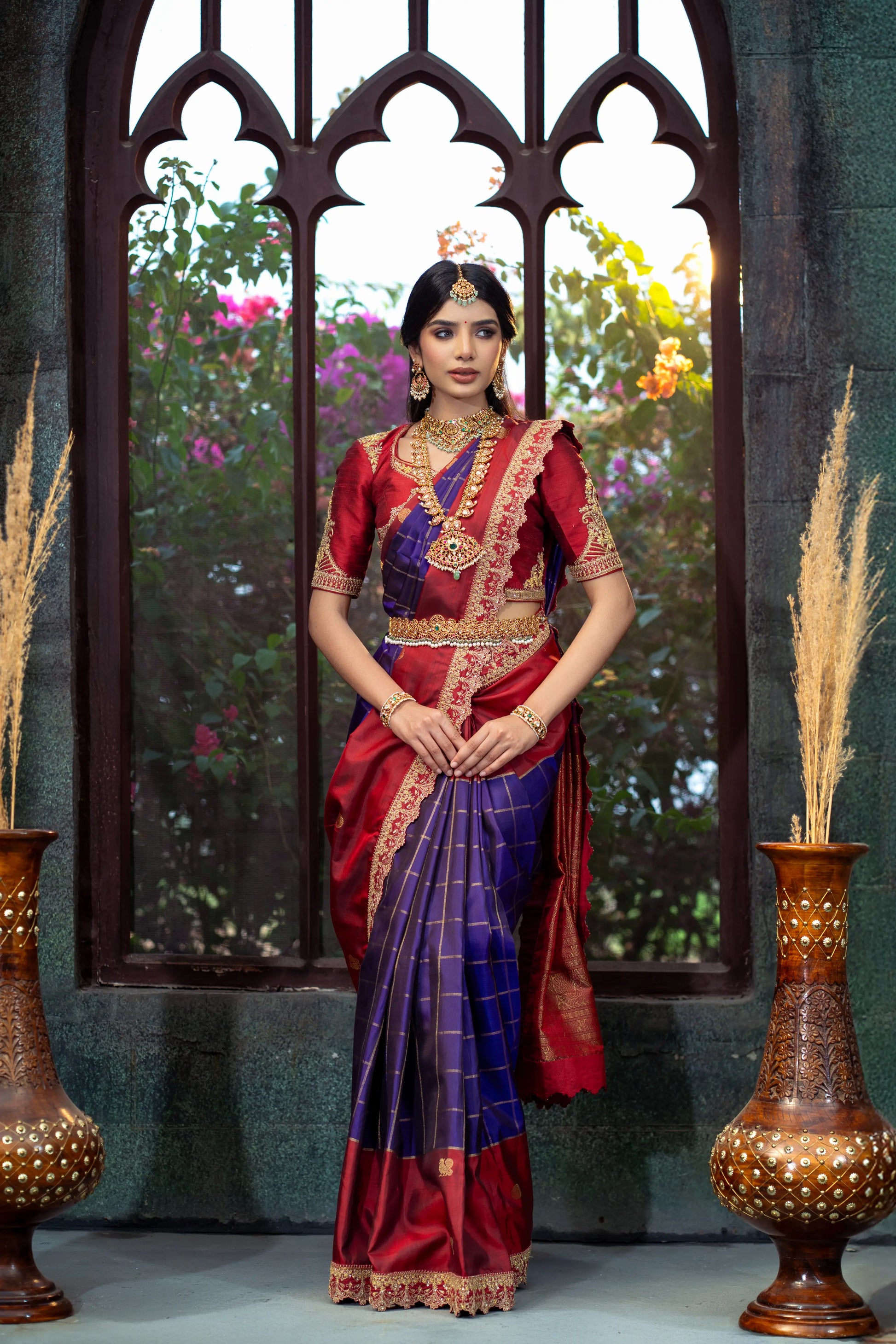 House of Ishwari royal blue Kanjivaram saree – ideal for ceremonies and festive occasions