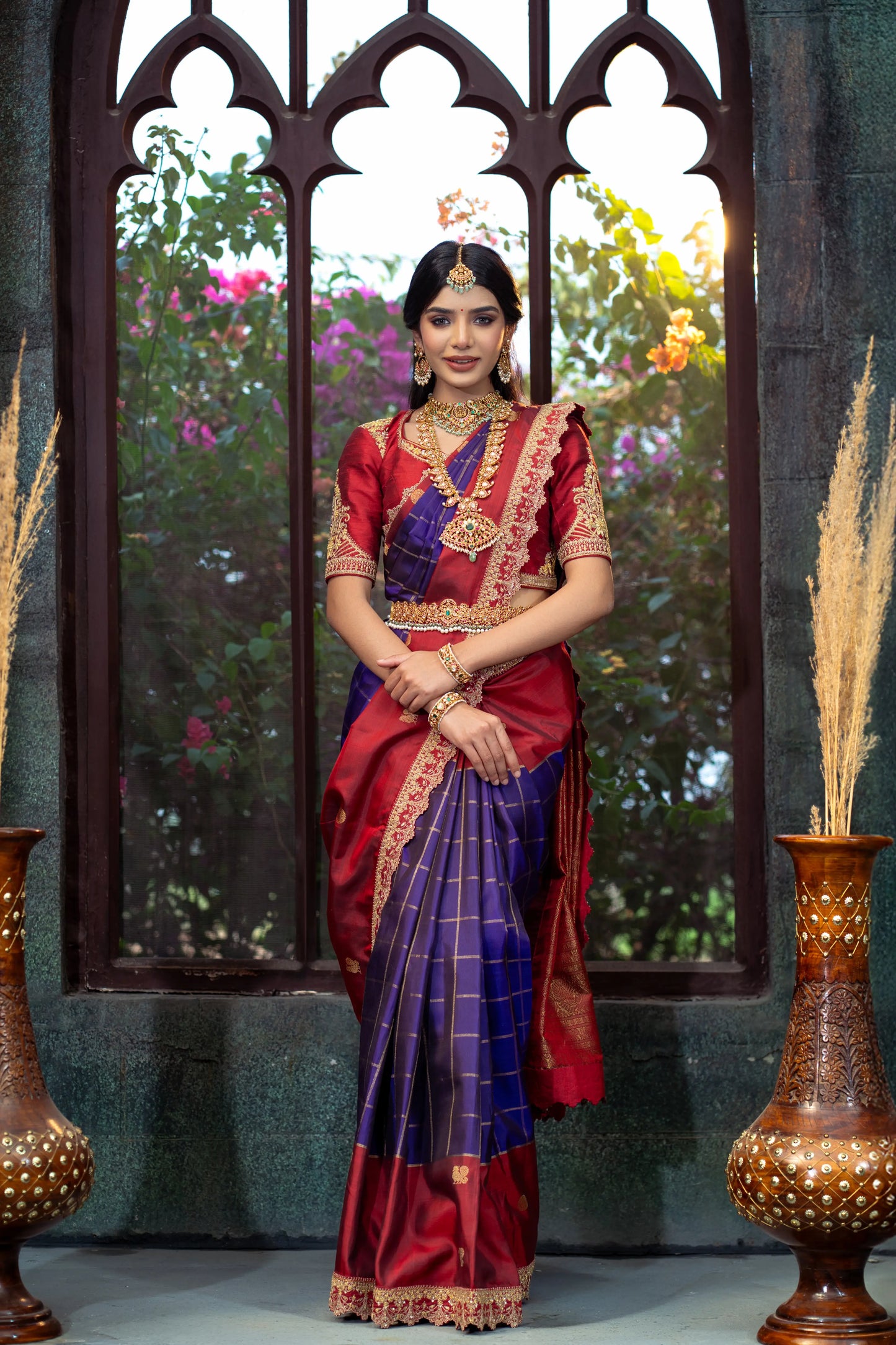 House of Ishwari royal blue Kanjivaram saree – ideal for ceremonies and festive occasions