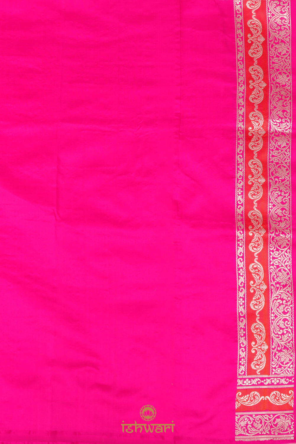Hot Pink Stripes Banarasi Silk Saree