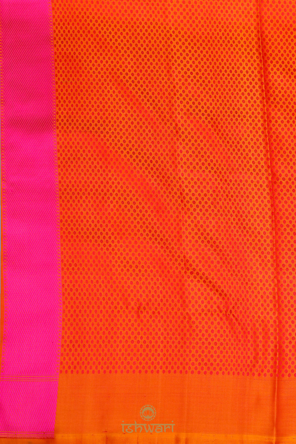 Pink Red Banarasi Silk Saree with Big Border