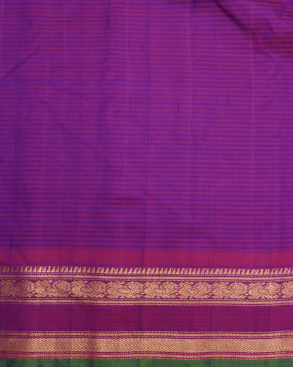 Contrast blouse in purple for peach Gadwal silk saree