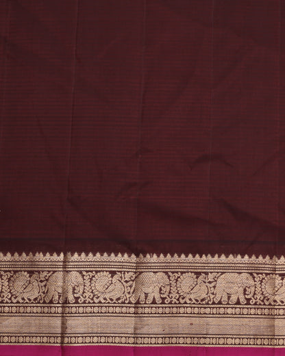 Brown unstitched blouse included with Gadwal silk saree