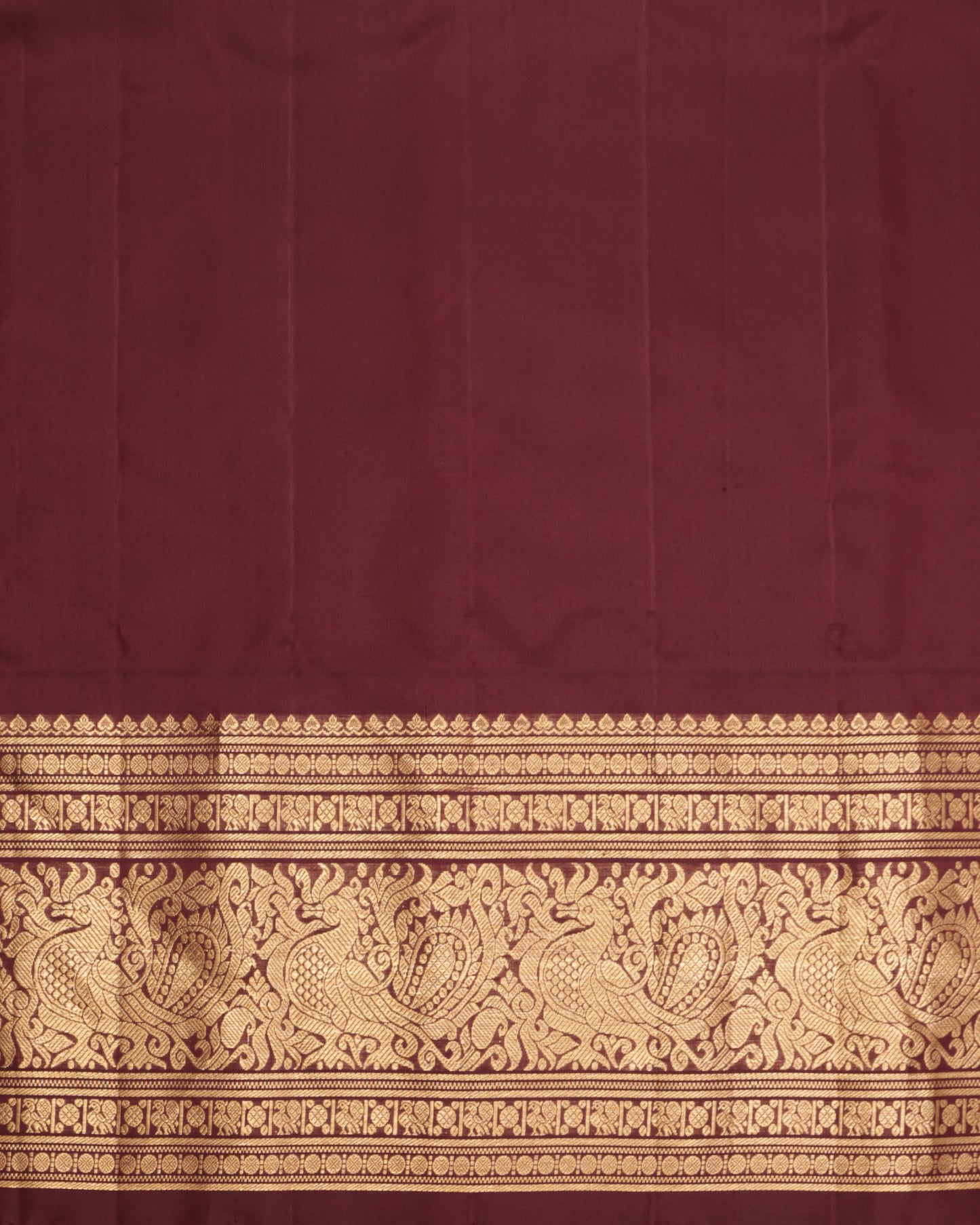 Traditional Gadwal saree with coffee brown contrast border