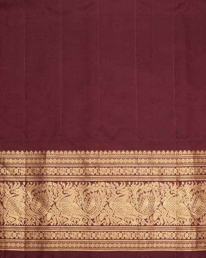 Traditional Gadwal saree with coffee brown contrast border