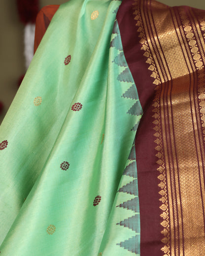 Plain coffee brown blouse with zari border