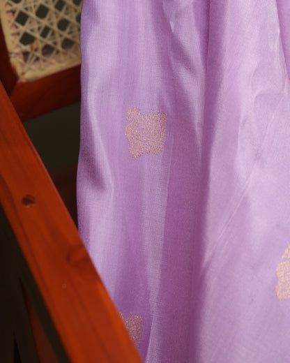 Wedding wear lavender Gadwal silk saree with zari detailing