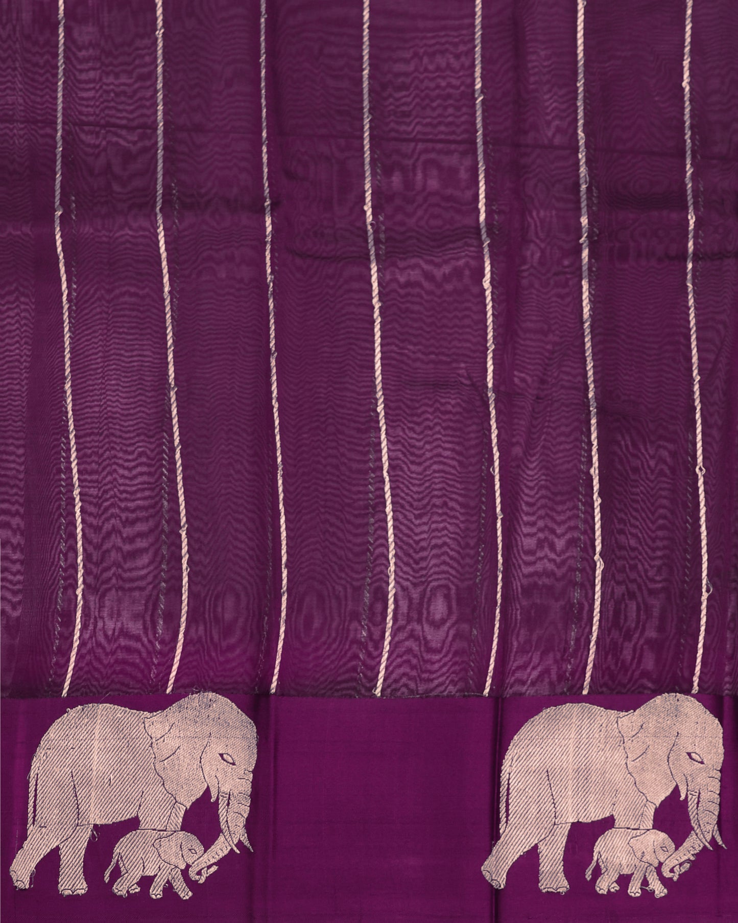 Palatinate Purple Banarasi Goergette Satin Saree with Elephant Border