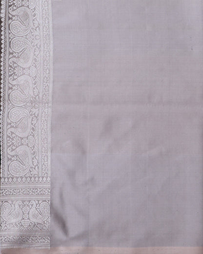 Black & White Striped Banarasi Katan Satin Saree with Handloom Zari