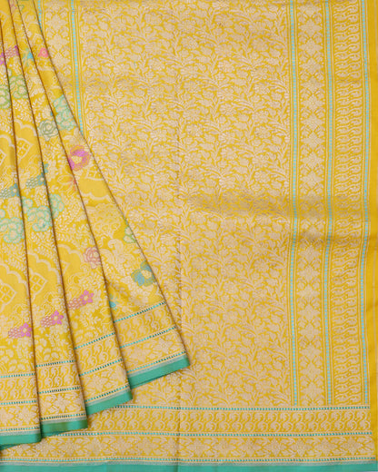Royal Yellow Banarasi Silk Saree with Kadhwa Weave