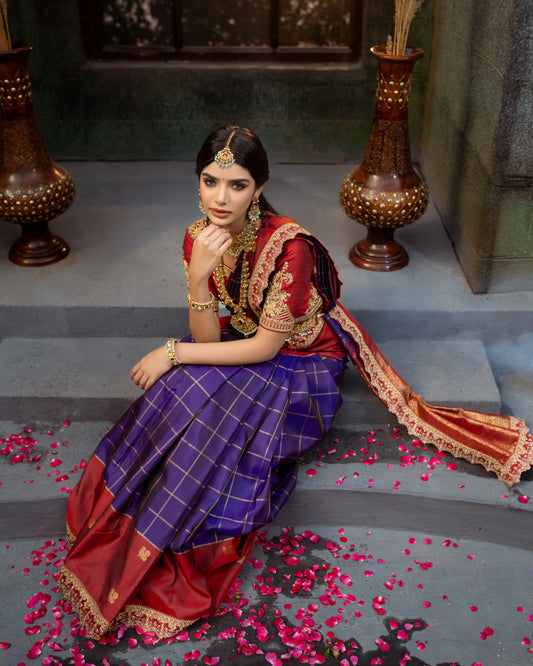 Royal blue Kanjivaram silk saree – bridal edit by House of Ishwari