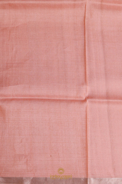 Heather Peach Digital Print Handloom Tussar Saree