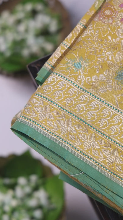 Royal Yellow Banarasi Silk Saree with Kadhwa Weave
