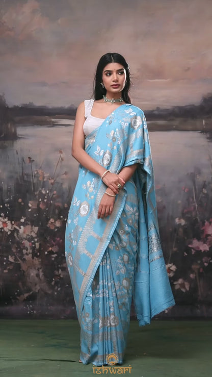 Bright Blue Handloom Saree
